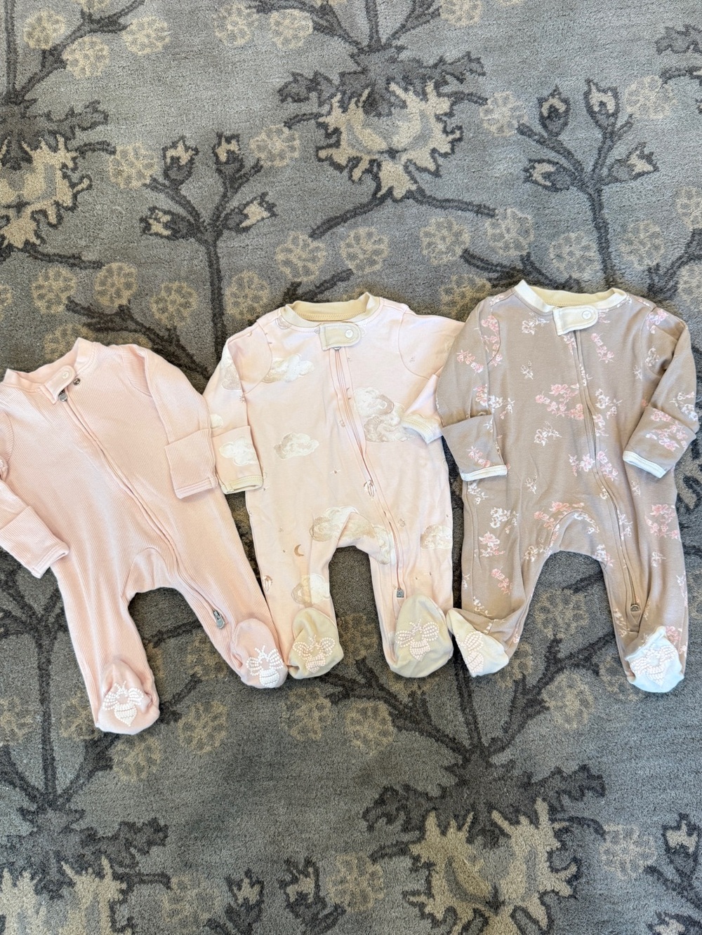 Burt’s Bees Baby Girl Newborn Footed Pajamas | Set of 3
